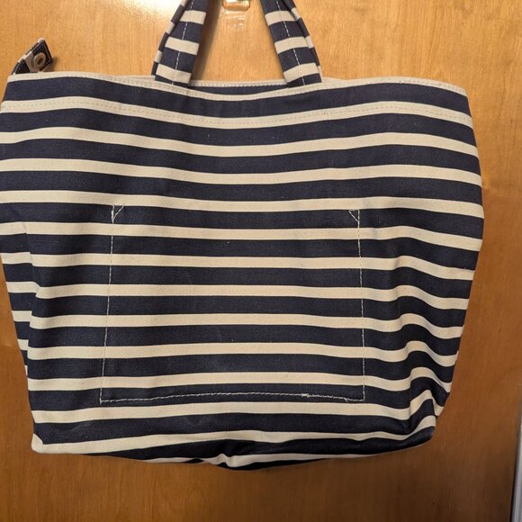 Baggu: Horizontal Zip Duck Bag in Navy Stripe - Picture 8 of 8